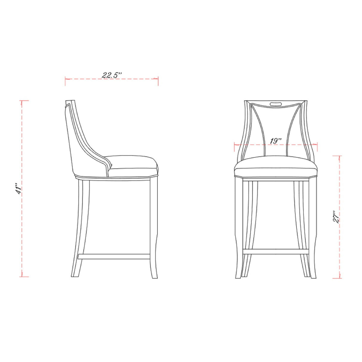 Bar Height Barstool with Bronze Accents and Faux Leather Seat, front & side, HouseOfZazla on Tampa Home & Garden Store