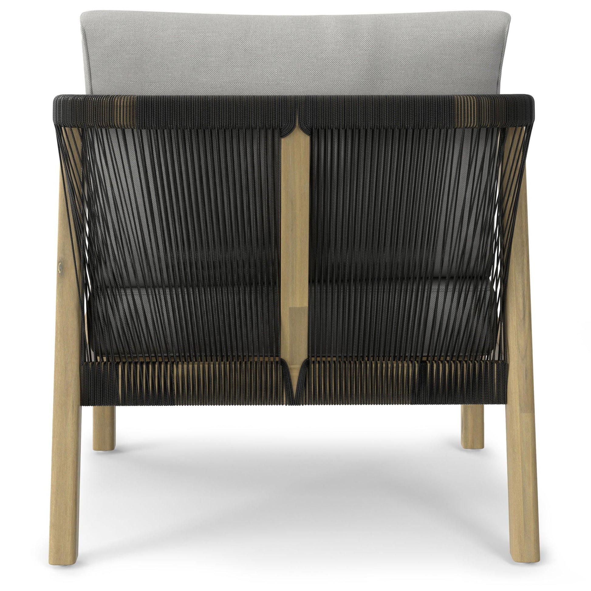 Palmetto Outdoor Conversation Chair Set of 2 Stone Gray with wood frame and black cord on Tampa Home & Garden Store