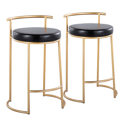 Contemporary round counter stools with padded black seats, gold-tone metal frames, set of 2 on Tampa Home & Garden Store