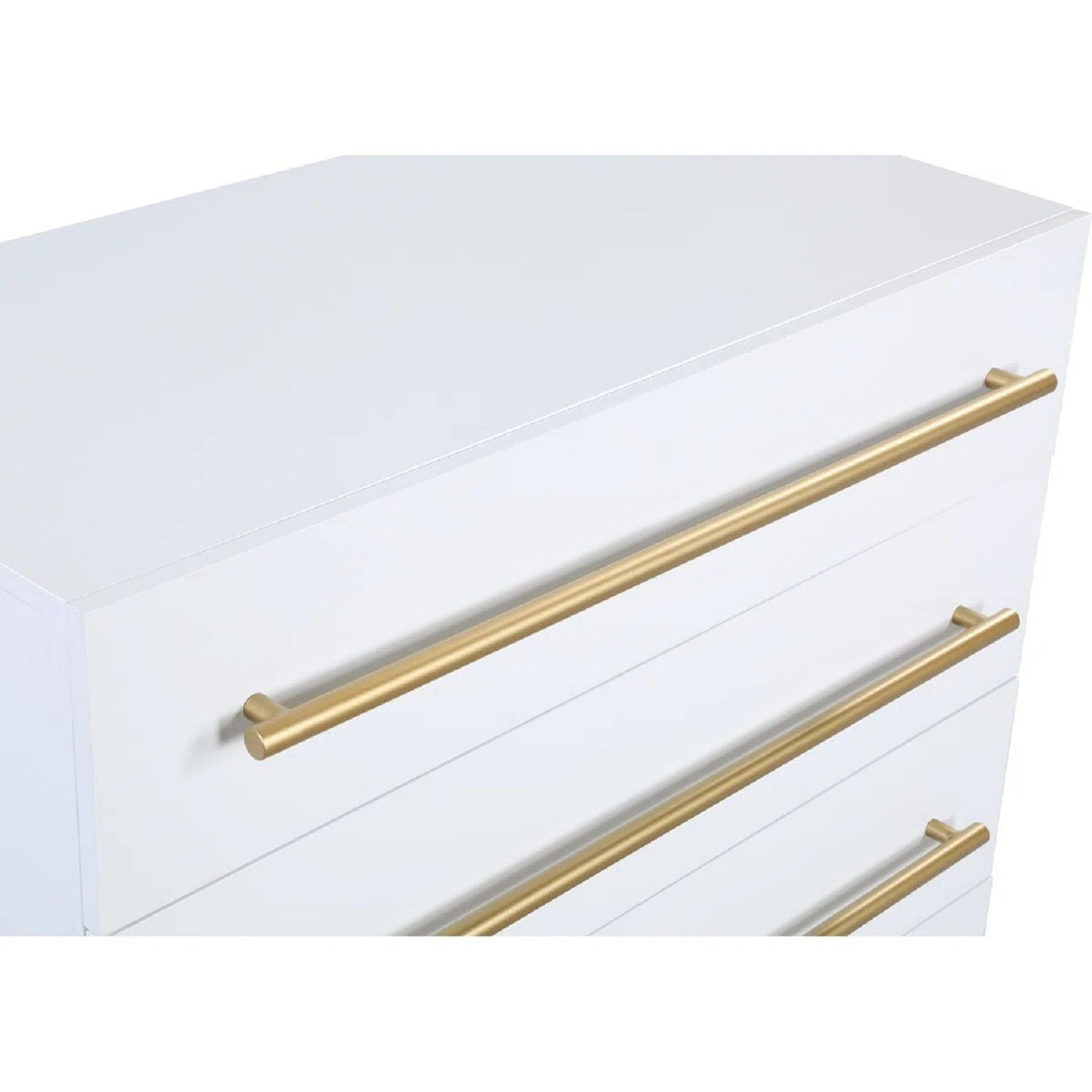 Accent chest white finish with gold bar handles, 4-drawer storage unit on Tampa Home & Garden Store