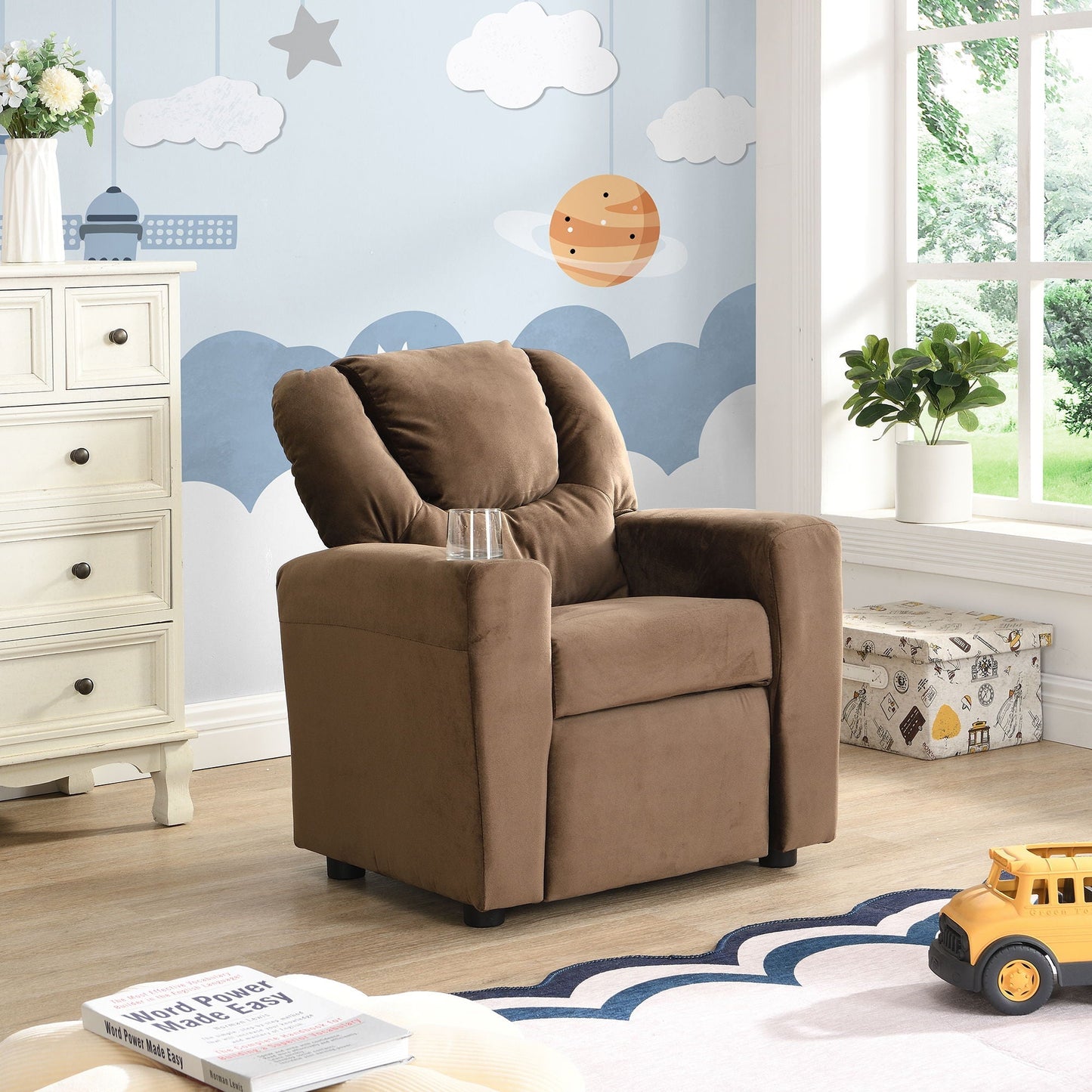 Kids brown recliner chair with cup holder by HouseOfZazla on Tampa Home & Garden Store