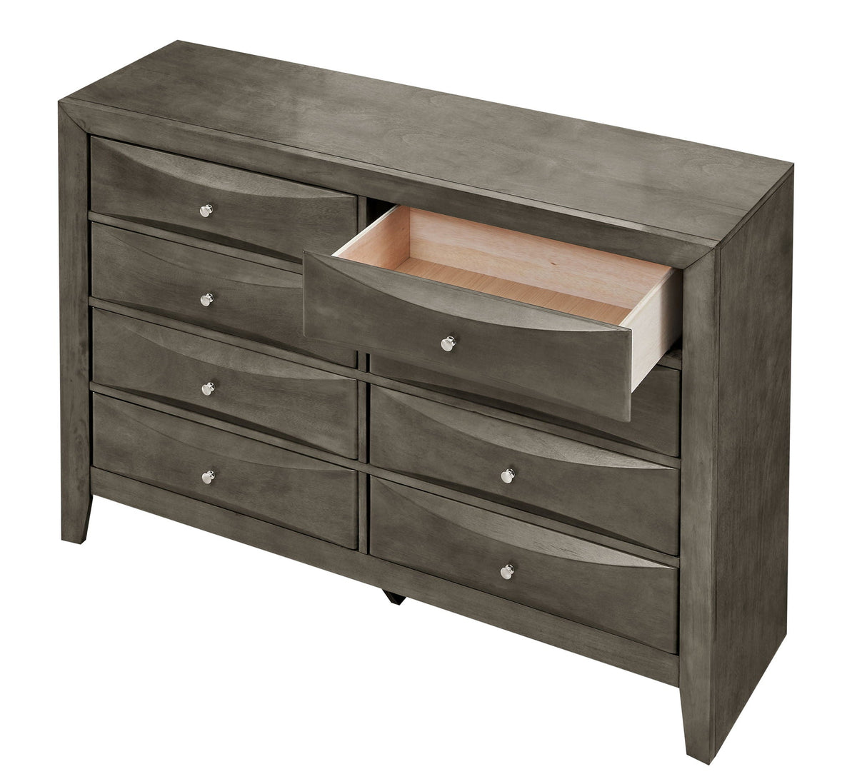Marilla Dresser in gray with molded resin fronts and silver knobs by HouseOfZazla on Tampa Home & Garden Store