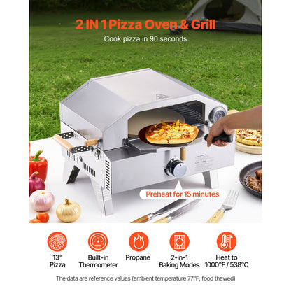 Portable Outdoor 13 Inch Gas Pizza Oven And Grill