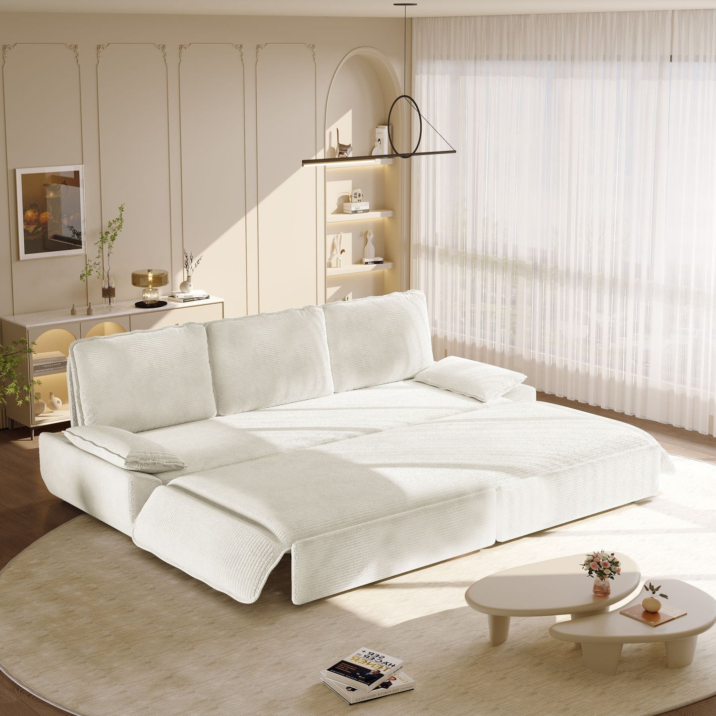 King Size Pull Out Sofa Bed and Chaise Lounge