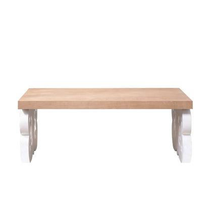 Ornate Scroll Base Coffee Table with light oak top and carved scroll legs on Tampa Home & Garden Store