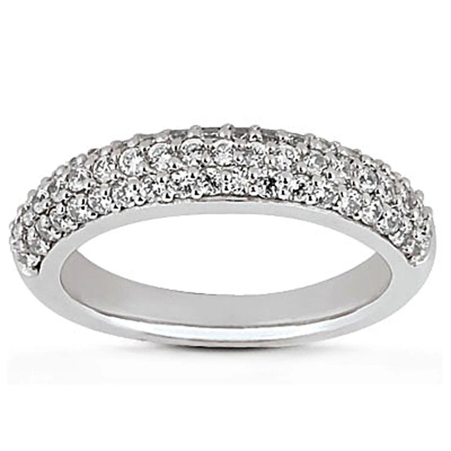 14k white gold triple-row micro pave diamond wedding ring band by Bids.com on Tampa Home & Garden Store