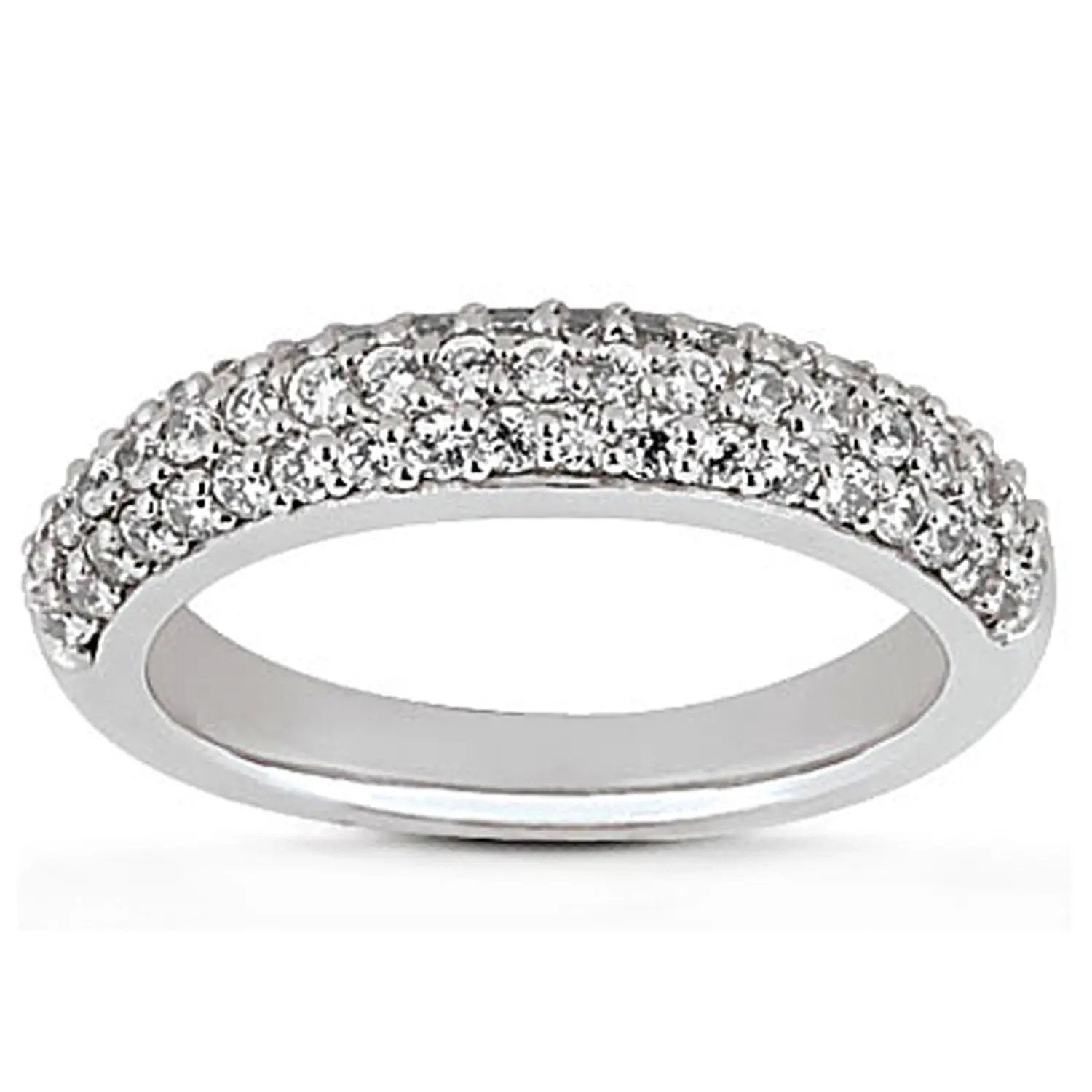 14k white gold triple-row micro pave diamond wedding ring band by Bids.com on Tampa Home & Garden Store