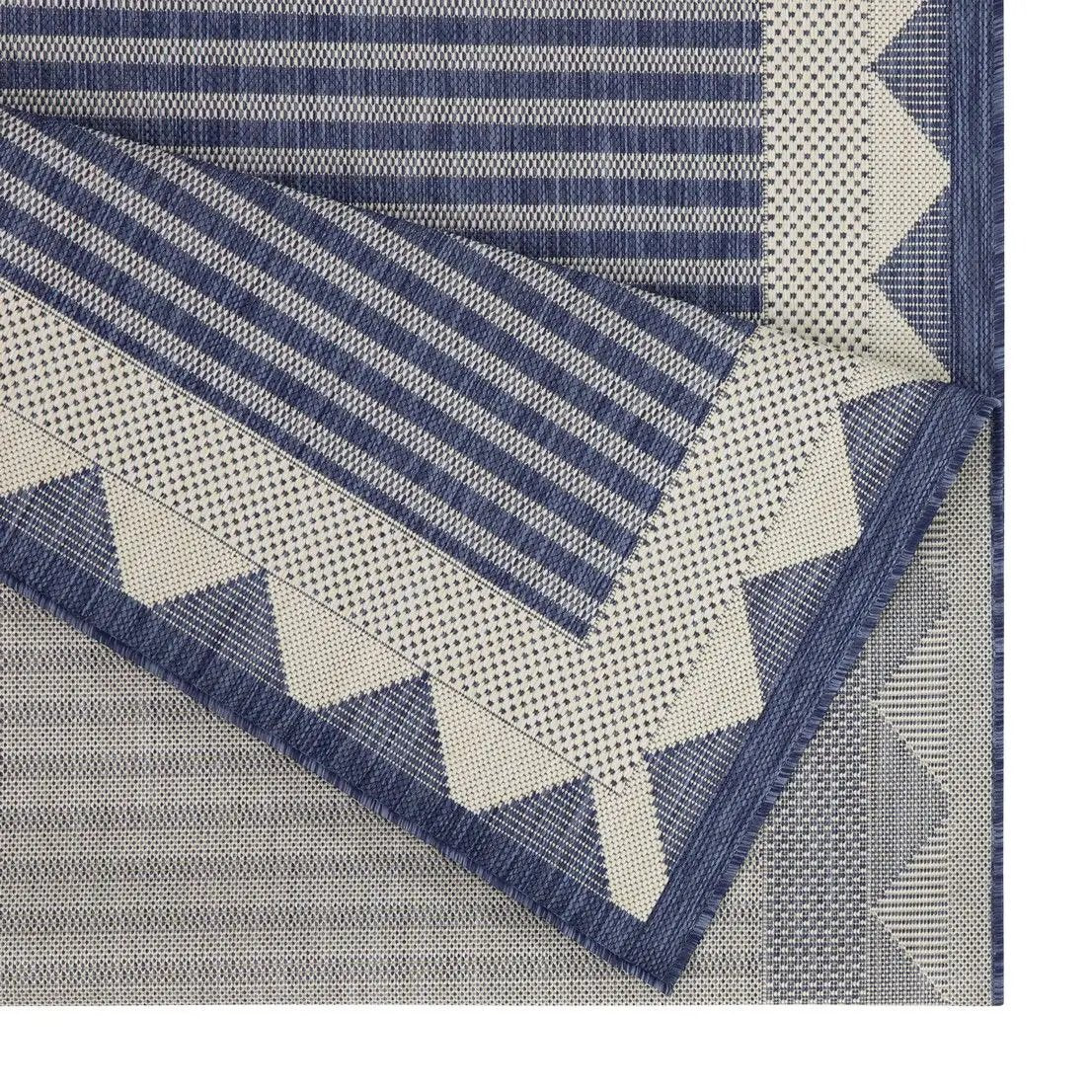 Sunshine runner rug 2ft 7in x 7ft 3in polypropylene blue beige geometric border by Unique Piece Furniture on Tampa Home & Garden Store