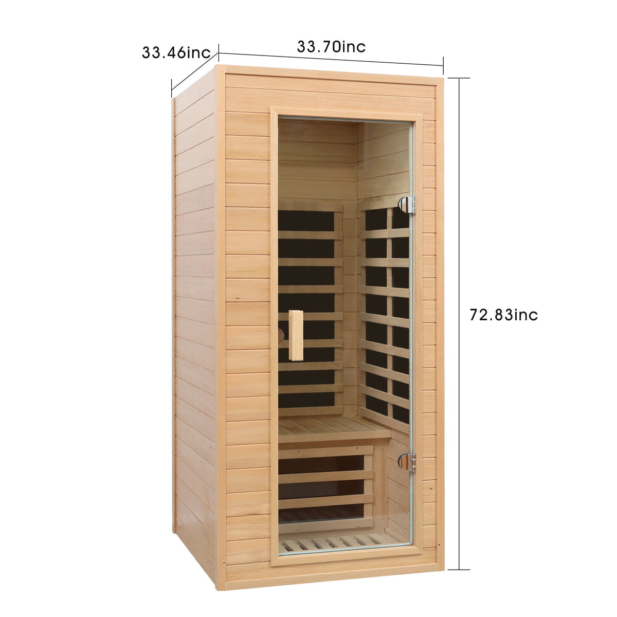 Hemlock infrared sauna cabinet with glass door, light brown wood, LCD controls HouseOfZazla on Tampa Home & Garden Store