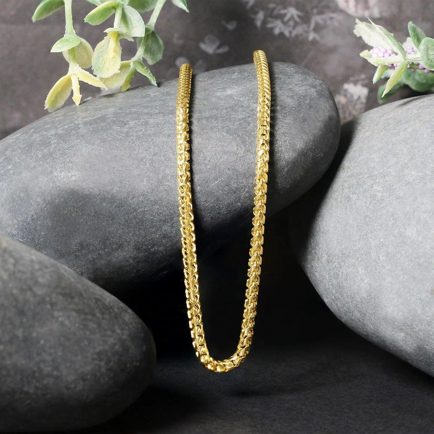 Two Franco chain necklaces, 2.7mm 14k yellow gold, diamond-cut round links, by Bids.com on Tampa Home & Garden Store