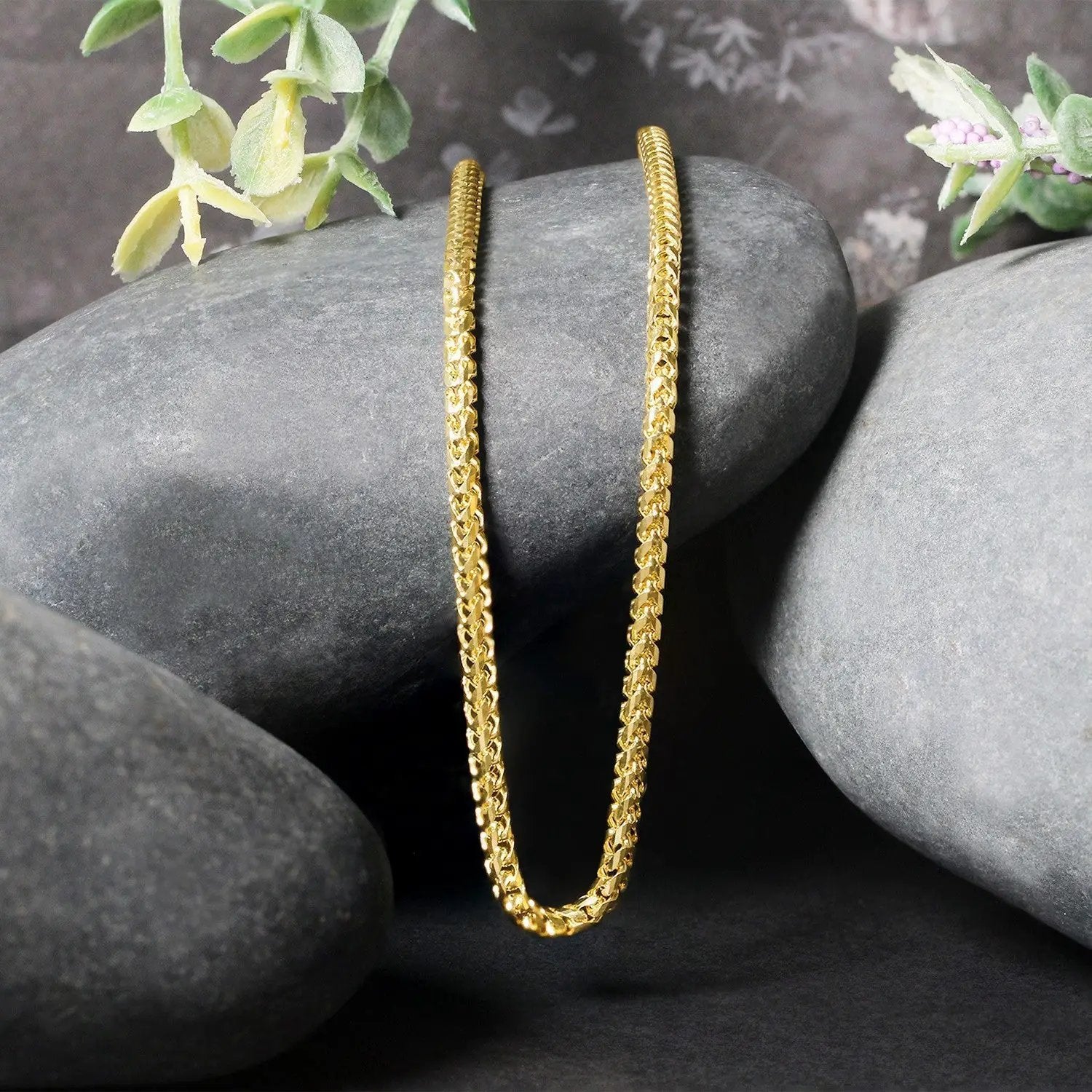 Two Franco chain necklaces, 2.7mm 14k yellow gold, diamond-cut round links, by Bids.com on Tampa Home & Garden Store