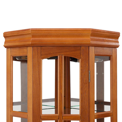 Corner Curio Cabinet with 5 Shelves and Lighting