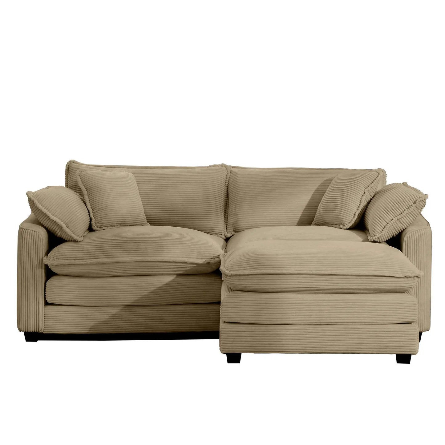 Beige corduroy modular sofa with ottoman, low back, deep seating by Unique Piece Furniture on Tampa Home & Garden Store