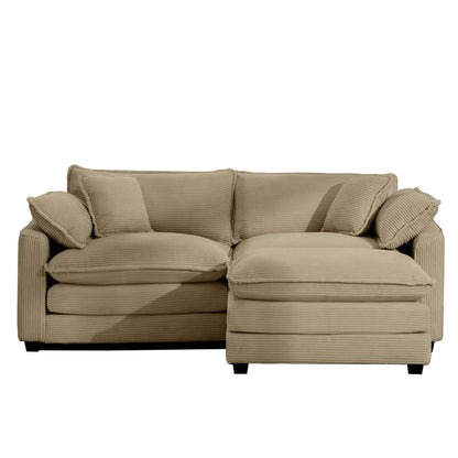 Beige corduroy modular sofa with ottoman, low back, deep seating by Unique Piece Furniture on Tampa Home & Garden Store