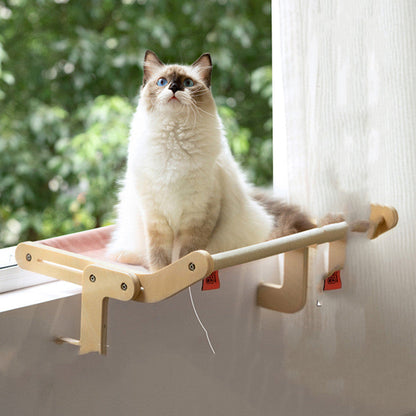 Cat hanging bed on a window balcony hammock, wooden frame with pink fabric by Sell My Stuff on Tampa Home & Garden Store