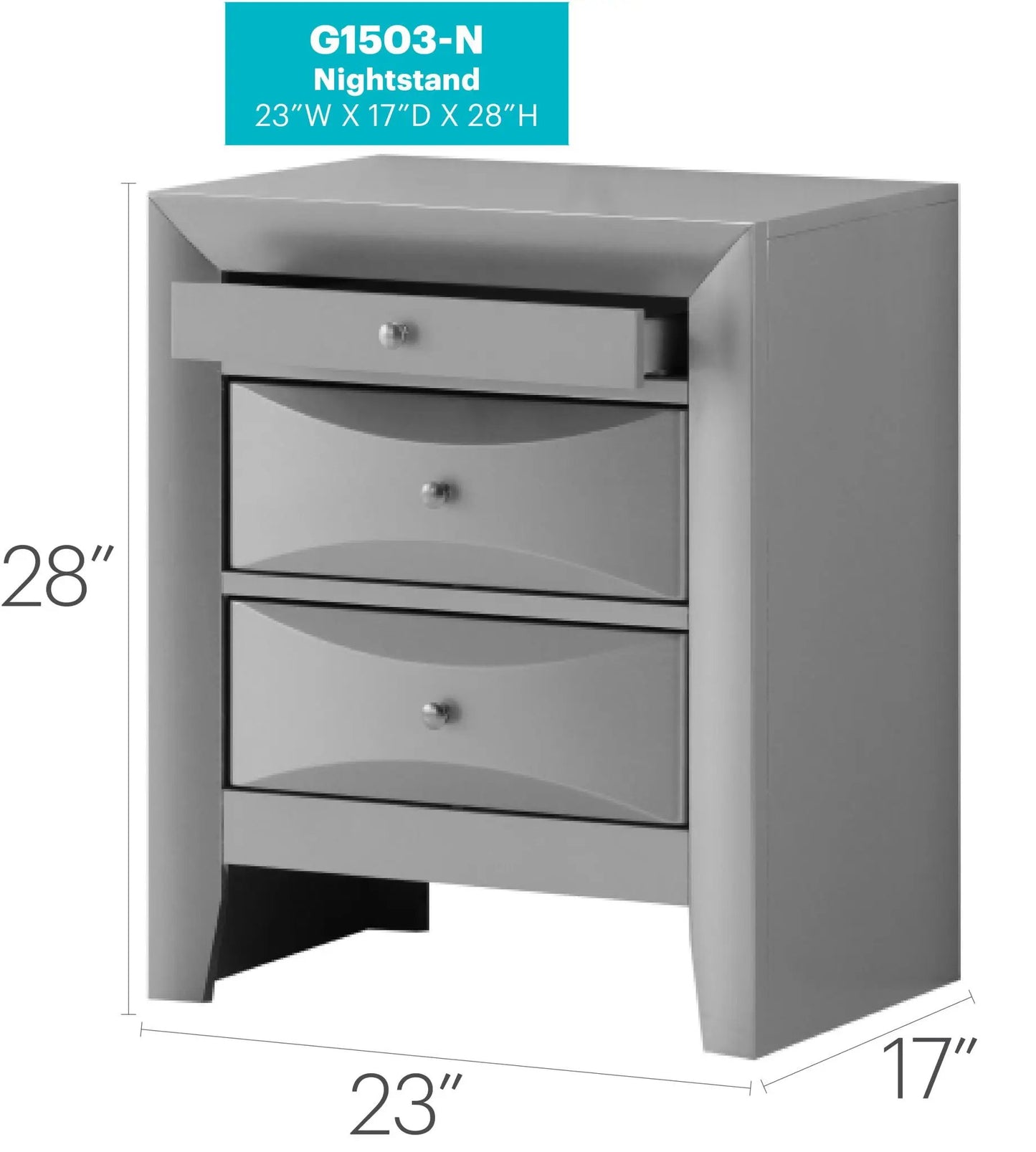 Modern Design Nightstand with Durable Wood Veneer