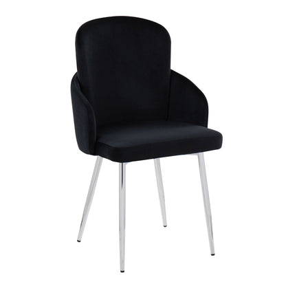 Contemporary Dining Chair Set of 2 with black upholstered seat and chrome legs HouseOfZazla on Tampa Home & Garden Store