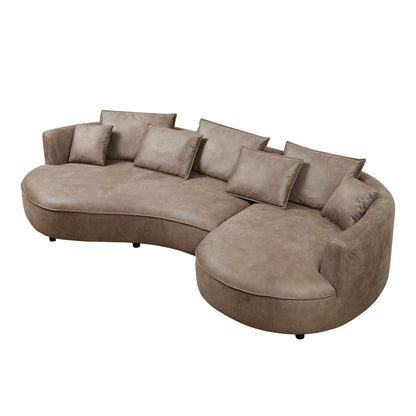 Modern Curved Sectional Sofa and the Wood Frame