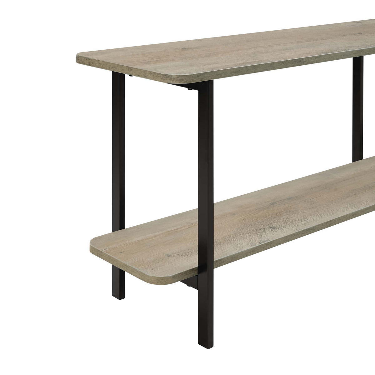 Celine 2-shelf console table gray weathered wood shelves black metal legs HouseOfZazla on Tampa Home & Garden Store