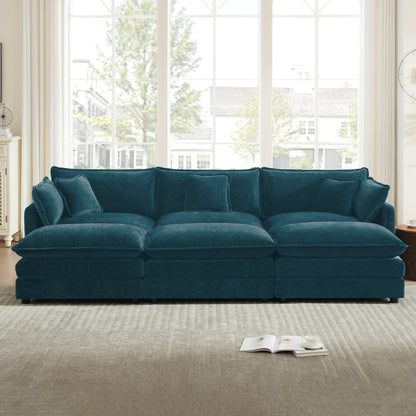 Comfortable Deep Seat Reversible 3-Seater Sectional Sofa by HouseOfZazla in teal velvet on Tampa Home & Garden Store