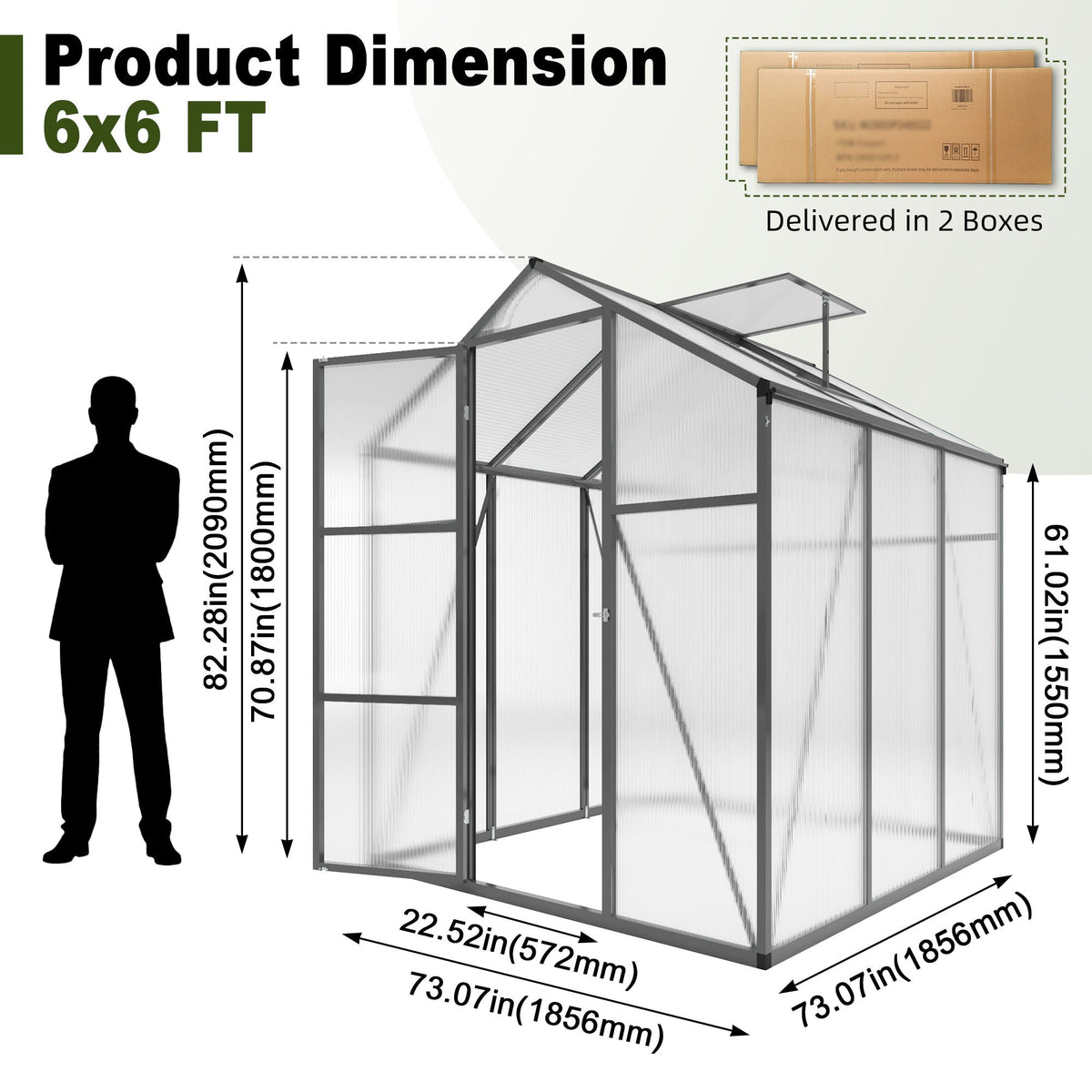 Windproof Greenhouse with Raised Base, black frame and polycarbonate panels by HouseOfZazla on Tampa Home & Garden Store