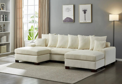 5 Seater oversized convertible L & U shaped couch cream fabric by Unique Piece Furniture on Tampa Home & Garden Store