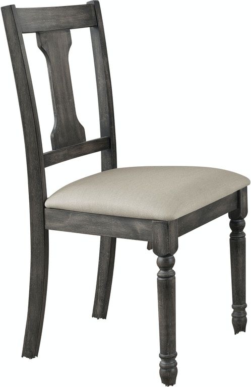 Wallace Side Chair set of 2 by HouseOfZazla, tan weathered gray wood with beige upholstery on Tampa Home & Garden Store