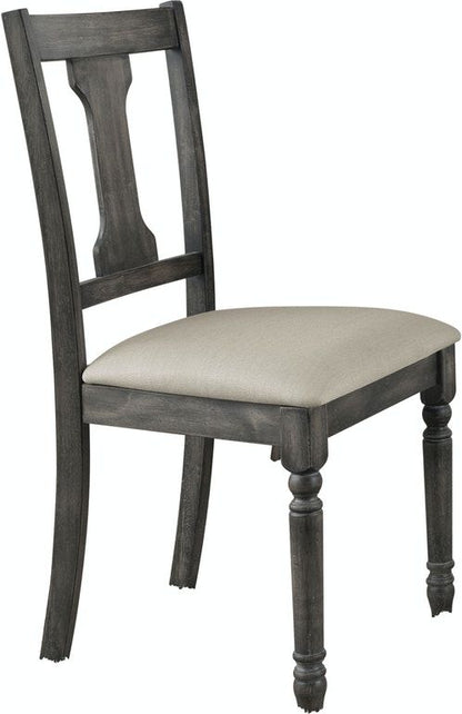Wallace Side Chair set of 2 by HouseOfZazla, tan weathered gray wood with beige upholstery on Tampa Home & Garden Store