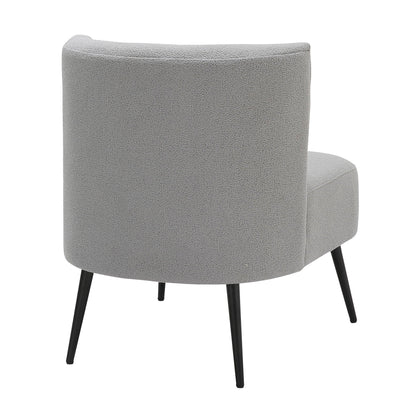 Fran Contemporary Slipper Chair with padded gray upholstery and black legs by HouseOfZazla on Tampa Home & Garden Store