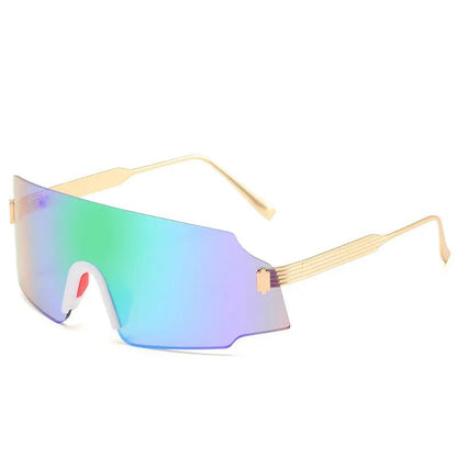 Outdoor sports cycling glasses with gradient mirrored lens and gold-tone metal frame on Tampa Home & Garden Store