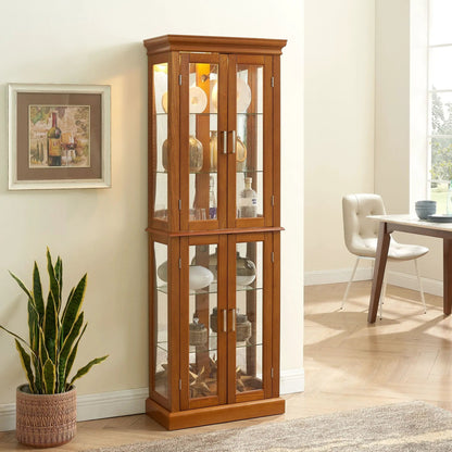 Lighted Curio Cabinet with Tempered Glass Shelves