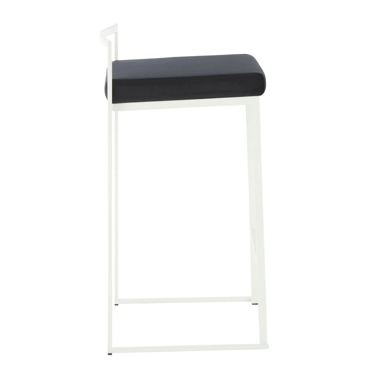 Fuji simple elegance stackable counter stool with navy cushion and white frame on Tampa Home & Garden Store