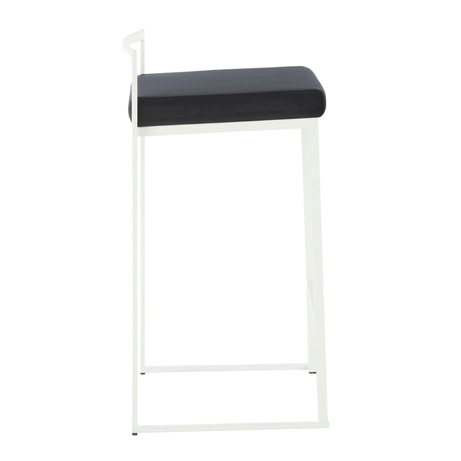 Fuji simple elegance stackable counter stool with navy cushion and white frame on Tampa Home & Garden Store