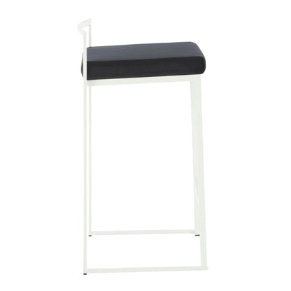 Fuji simple elegance stackable counter stool with navy cushion and white frame on Tampa Home & Garden Store