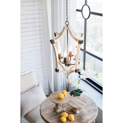 Cream 4 Light Chandelier with Adjustable Chain