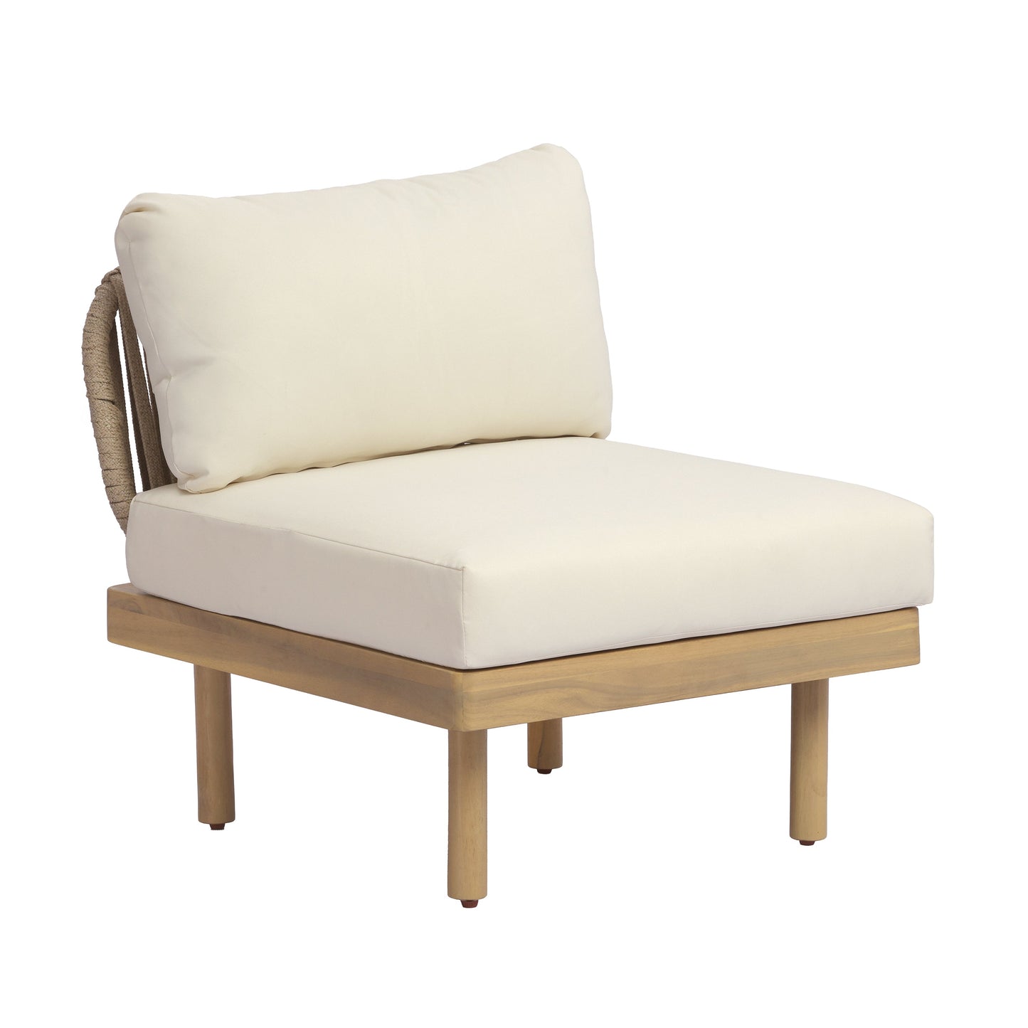 Acacia Wood Outdoor Armless Chair With A Cushion