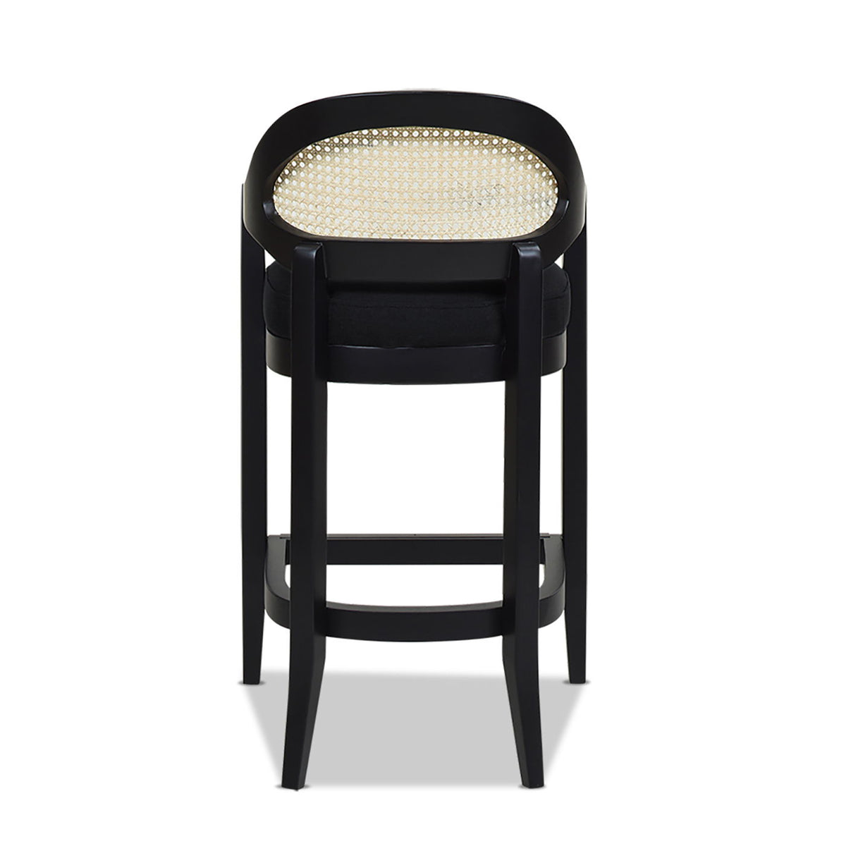 Mid-Century Cane Back Counter Stool black frame with cane back and cushioned seat HouseOfZazla on Tampa Home & Garden Store