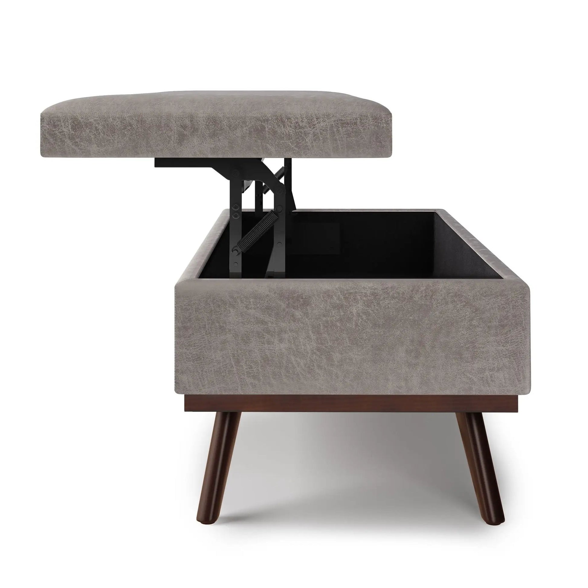 Owen Lift Top Coffee Table Ottoman grey fabric mid-century style with lift-top mechanism on Tampa Home & Garden Store