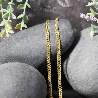Two 3.2mm 14k yellow gold Miami Cuban chain necklaces, solid curb-link on Tampa Home & Garden Store