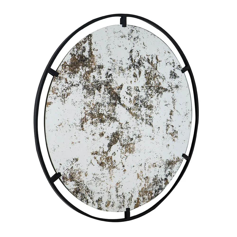 Theodor Round Mirror with Industrial Metal Frame
