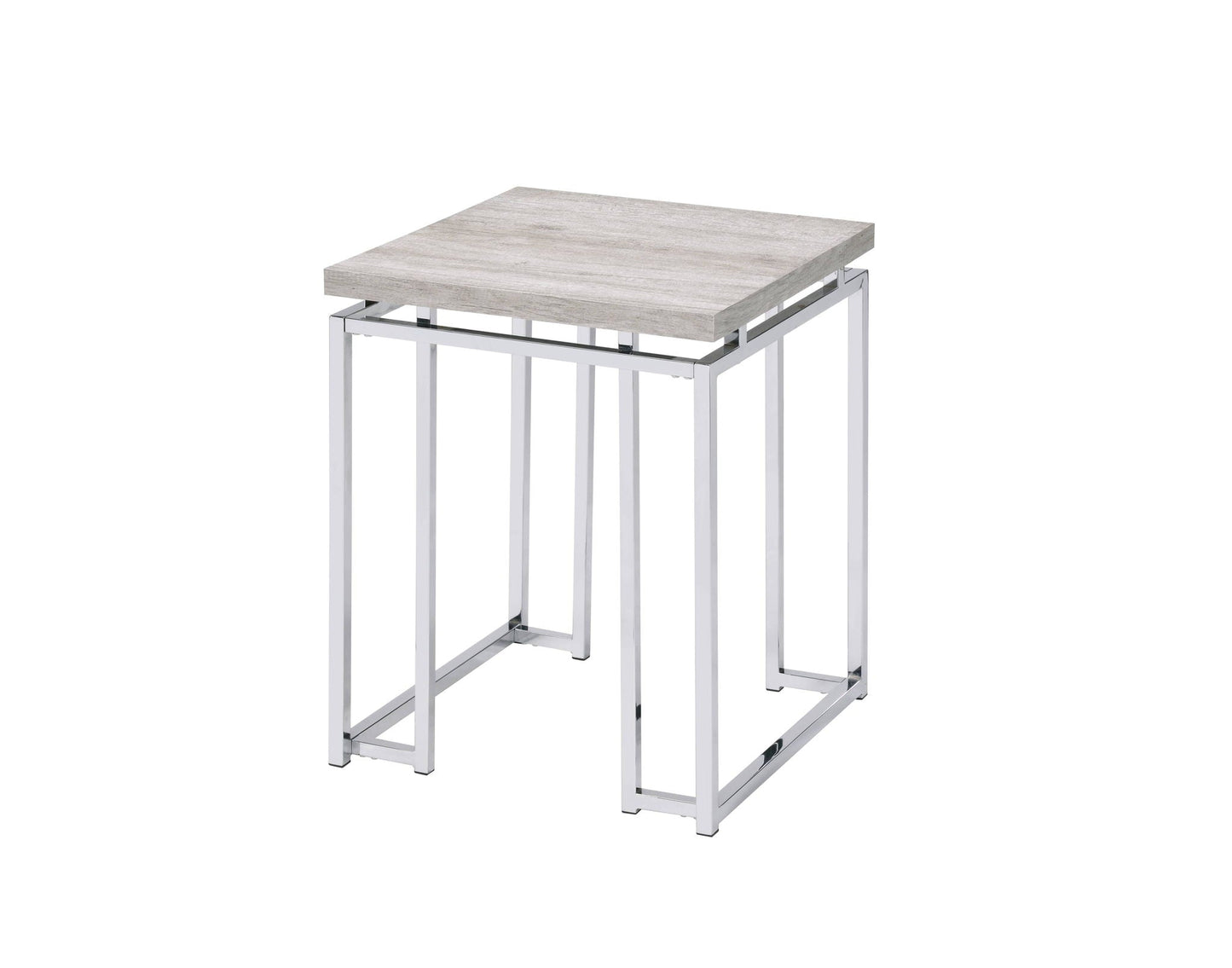 Chafik coffee table by HouseOfZazla gray wood top chrome legs on Tampa Home & Garden Store