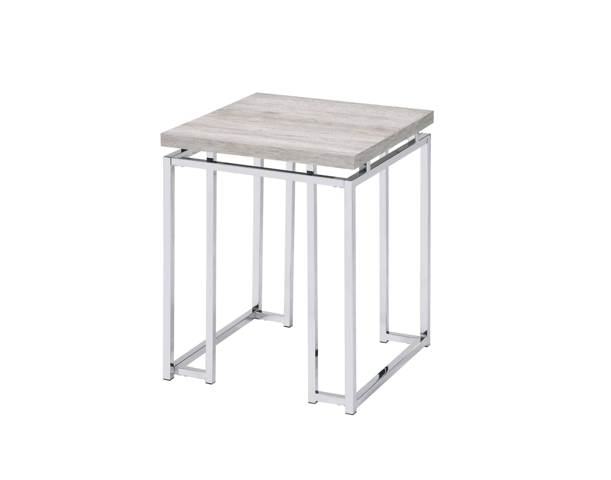 Chafik coffee table by HouseOfZazla gray wood top chrome legs on Tampa Home & Garden Store