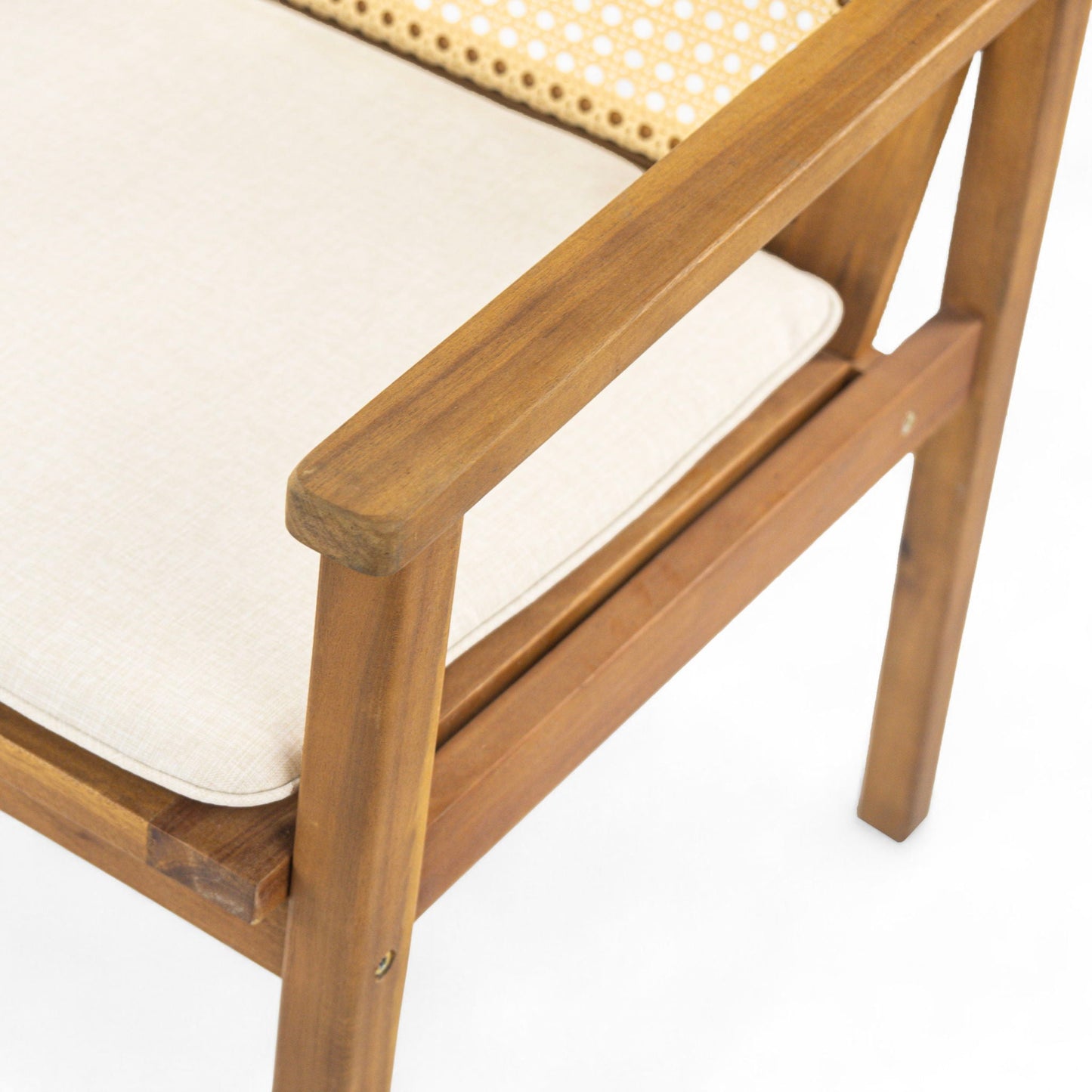 Preston Outdoor Dining Chair With Teak and Beige