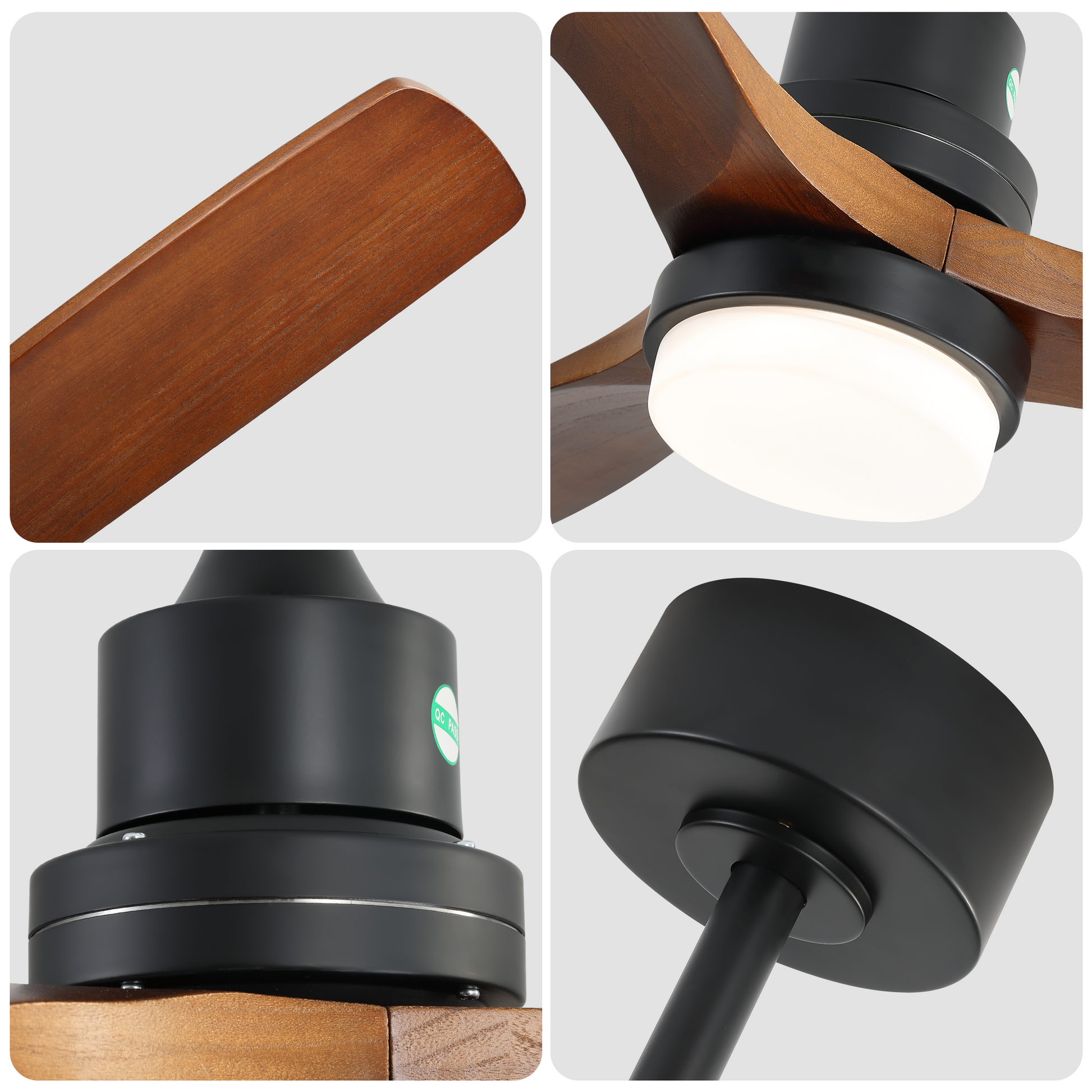 52 Inch indoor ceiling fan with wood blades, dimmable LED light, remote by HouseOfZazla on Tampa Home & Garden Store