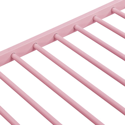 Bunk Bed With Trundle pink metal frame close-up of slat supports on Tampa Home & Garden Store