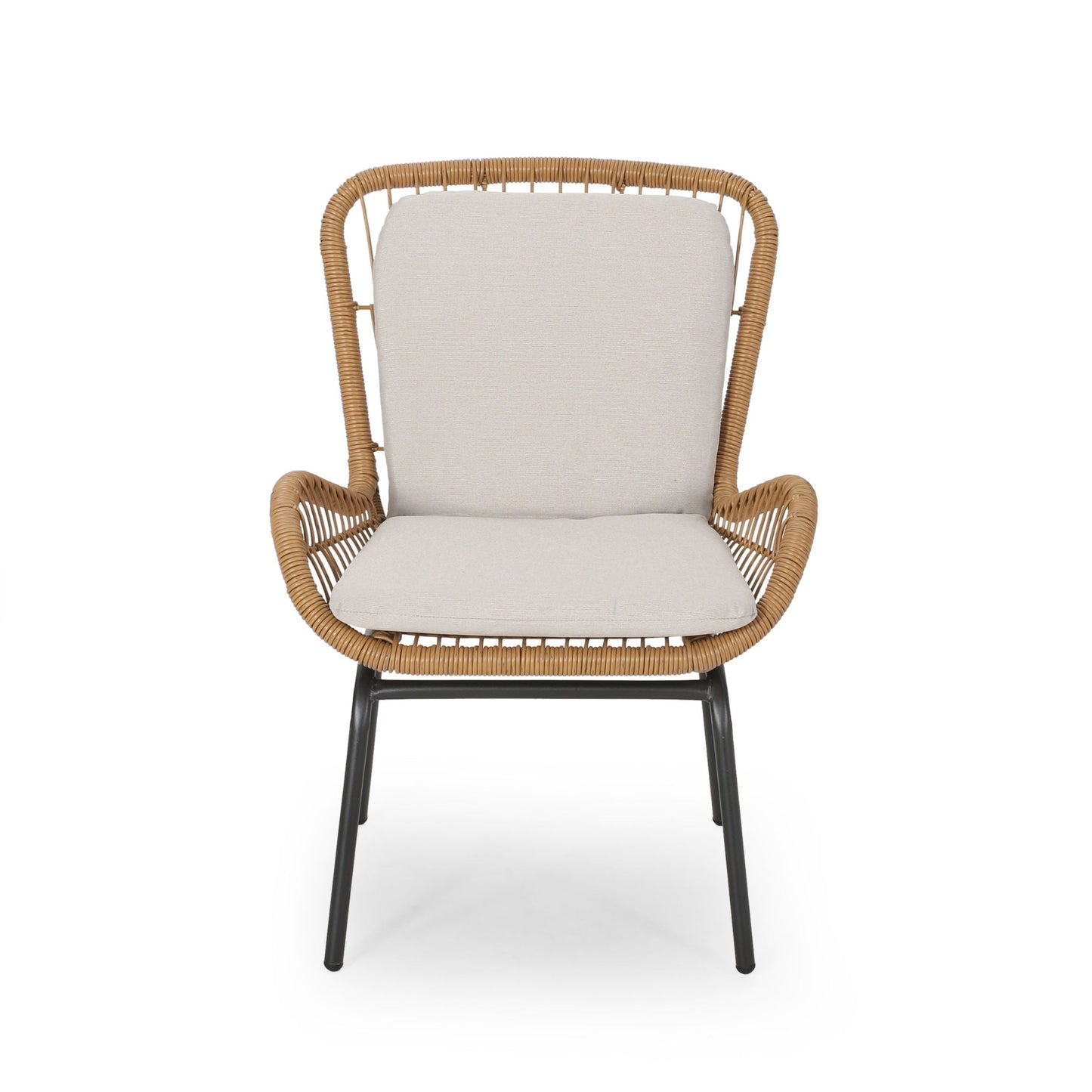 Outdoor wicker club chair with beige cushions, set of 2, HouseOfZazla on Tampa Home & Garden Store
