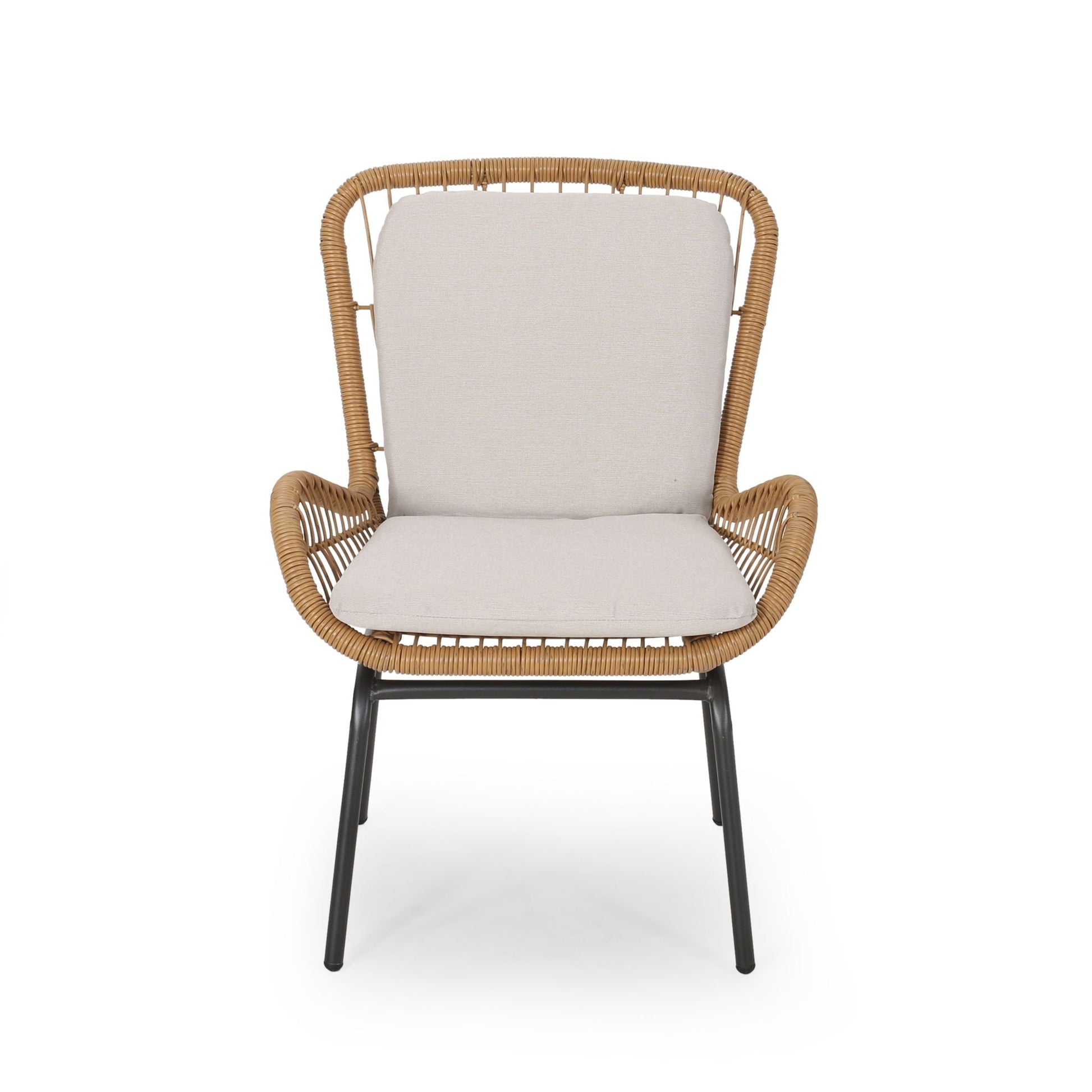 Outdoor wicker club chair with beige cushions, set of 2, HouseOfZazla on Tampa Home & Garden Store