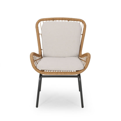 Outdoor wicker club chair with beige cushions, set of 2, HouseOfZazla on Tampa Home & Garden Store