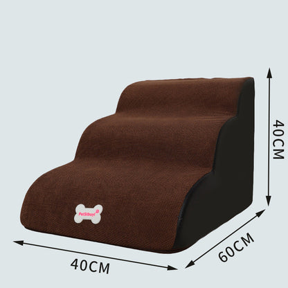 Dog sofa-to-bed stair ladder brown textured fabric, 3-step slope, 40x60x40 cm, Sell My Stuff on Tampa Home & Garden Store