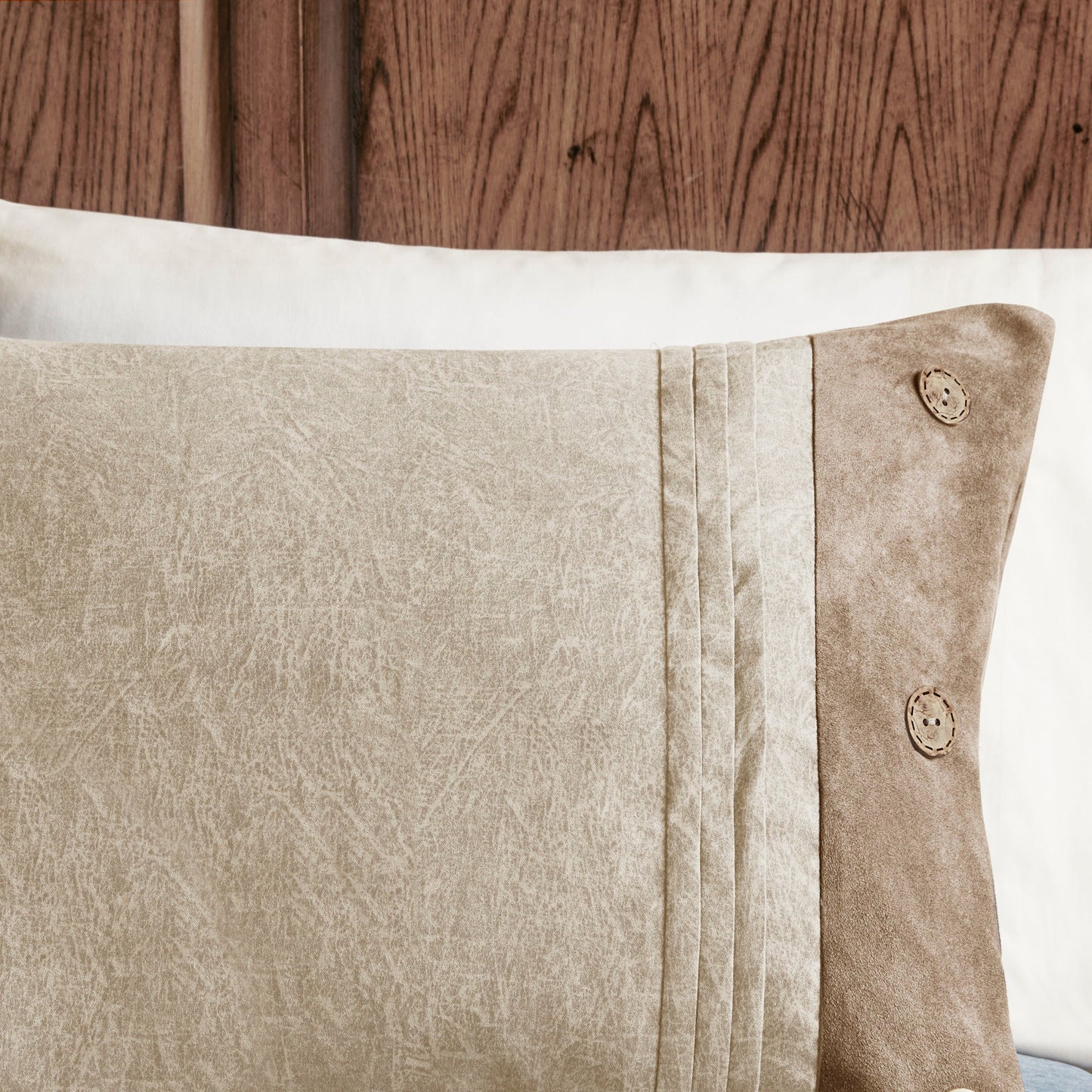 7 Piece Faux Suede Comforter Set Tan King with buttoned edge and suede-textured fabric on Tampa Home & Garden Store